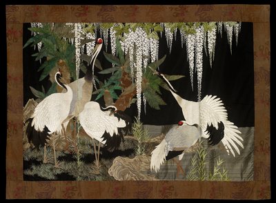 Traner, cycader og blåregn, c1905 af Nishimura Sozaemon