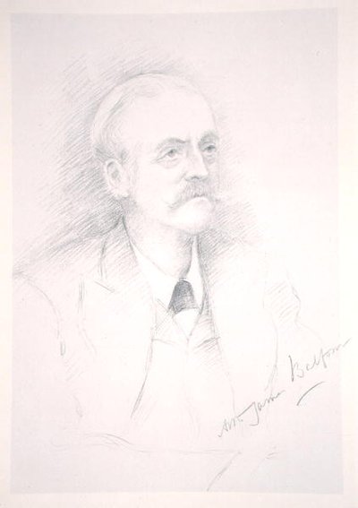 Portræt af Sir Arthur James Balfour (1848-1930) fra et album på Entente Cordiale af Noel Dorville