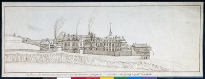 Klosteret Montmartre, med skorstene, der ryger (pen og blæk på papir) af Noel Gasselin