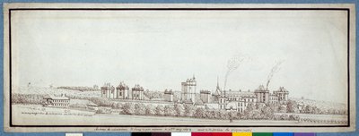 Chateau de Vincennes, med rygende skorstene (pen og blæk på papir) af Noel Gasselin