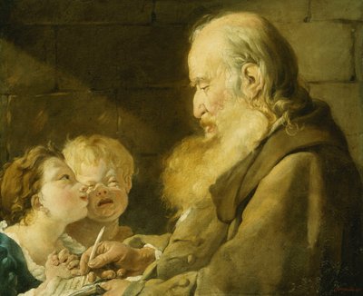 En skolemester med sine elever, 1801 af Noel Halle