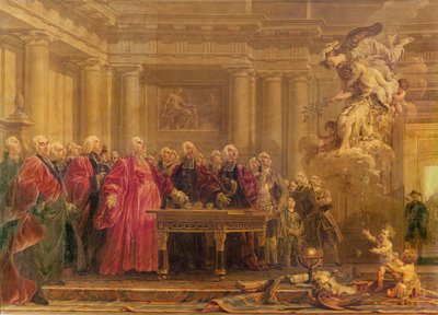 Magistraterne i Paris modtager nyheder om freden, 21. juni 1763 af Noel Halle