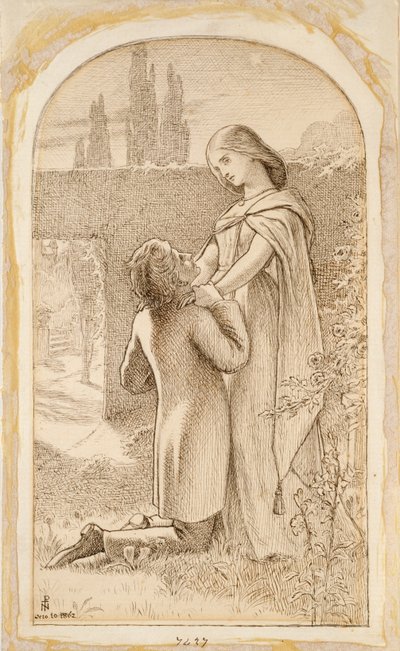 To elskende i en stjernebelyst have, 1862 af Noel Paton