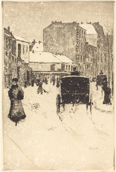 Boulevard Clichy i sneen af Norbert Goeneutte