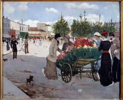 Blomsterhandler på Boulevard Rochechouart i Paris (Marche de la Madeleine). Maleri af Norbert Goeneutte (1854-1894) af Norbert Goeneutte