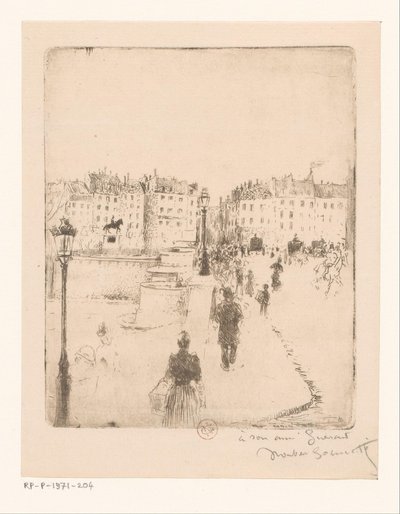 Udsigt over Pont Neuf i Paris af Norbert Goeneutte