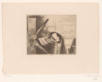 Portræt af Henri Charles Guérard i hans atelier af Norbert Goeneutte