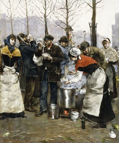 Suppe til messerne på en vinterdag, Paris, 1881 af Norbert Goeneutte