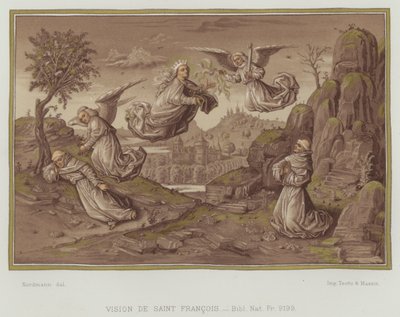 Vision af Sankt Frans af Assisi (farve litho) af Nordmann (after)