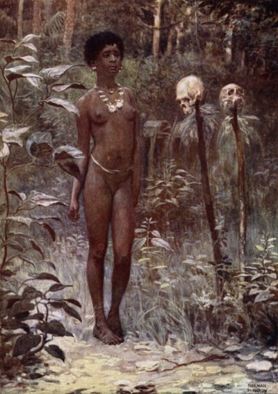 A Tapu Virgin, Britiske Salomonøer (farve litho) af Norman Hardy