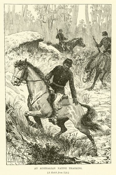 En australsk indfødt sporing (gravering) af Norman Hardy