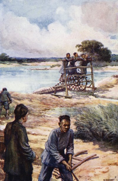 Kina: Et vandhjul (farve litho) af Norman Hardy