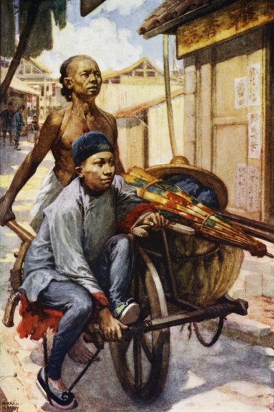 Kina: En trillebør (farve litho) af Norman Hardy