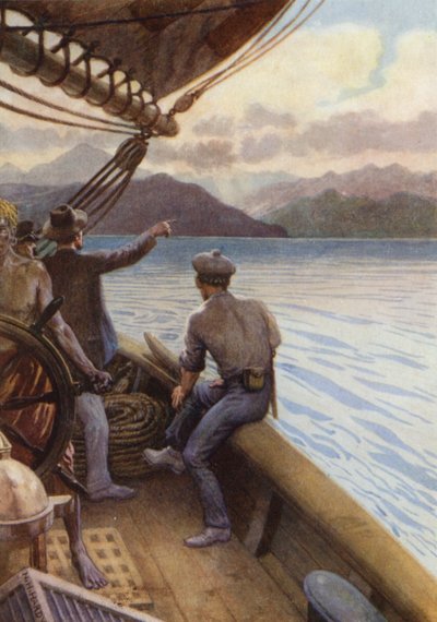 Cruising blandt Sydhavsøerne (farve litho) af Norman Hardy