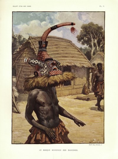 The Mokenge Mask of the Bangongo, illustration fra "Ethnographic notes on the peoples commonly called Bakuba...", af Emil Torday af Norman Hardy