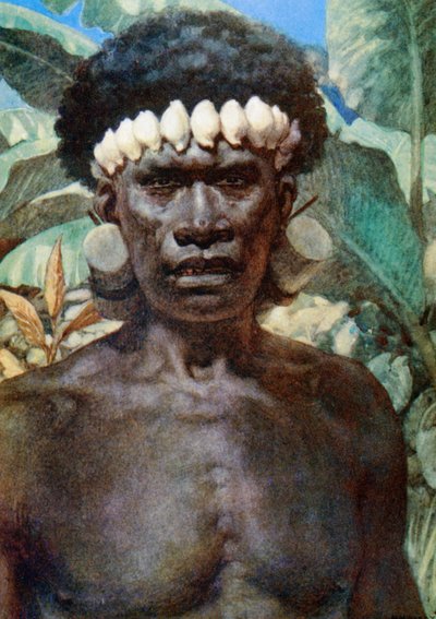 Portræt af en Salomon Island kannibal. 1908 af Norman Hardy