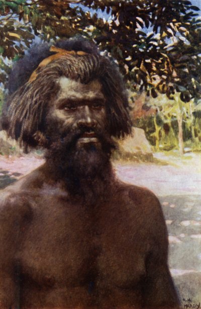Type mand fra øen Tanna, New Hebrides (farve litho) af Norman Hardy