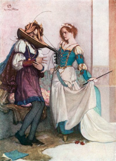 Den blide Katherine. The Taming of the Shrew - Act II, Scene 1 (farvelitografi) af Norman Mills (after) Price
