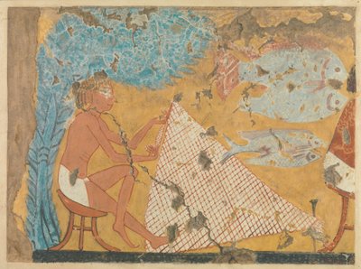 Man Making a Net, Tomb of Ipuy, ca. 1295–1213 f.Kr. (tempera på papir) af Norman de Garis Davies