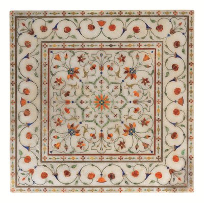 Mughal-fodstøtte i indlagt pietra dura-marmor, ca. 1700 af North Indian School