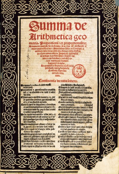"Summa Arithmetica" af Luca Pacioli af Northern Italian School