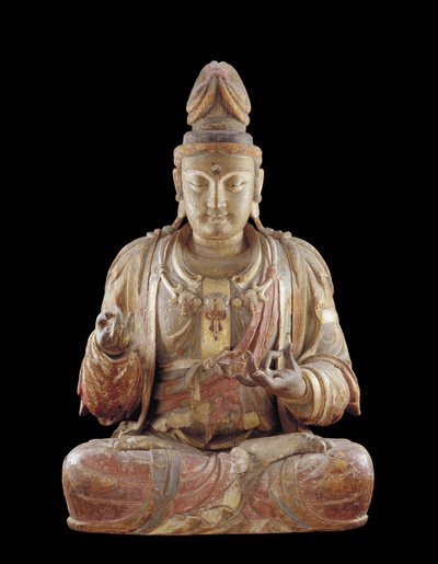 Bodhisattva Guanyin (træ, gesso, mineralpigmenter og guld) af Northern Song Dynasty Chinese School