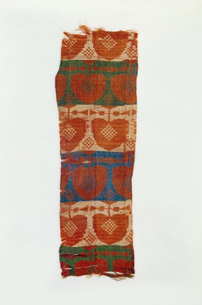 Bånd med dekorative motiver af stiliserede træer (silkebrokade) af Northern Wei Dynasty Chinese School