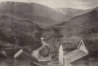 Kigger mod øst fra Stalheim Hotel (s/h-billede) af Norwegian Photographer