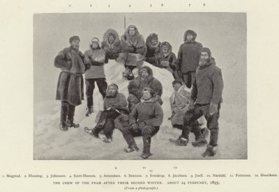 Besætningen på Fram efter deres anden vinter, omkring 24. februar 1895 (s/h-foto) af Norwegian Photographer