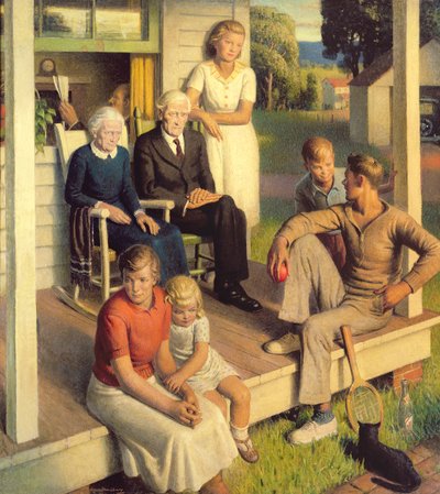 No More Chores, Family on Vacation, ca. 1935 (olie på lærred) af Norwood MacGilvary