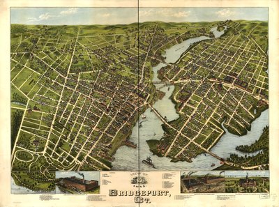 Udsigt over Bridgeport, Ct. 1875. af O.H. Bailey and Co. American Oleograph Co.