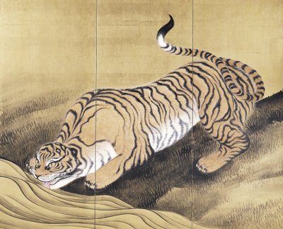 Tigre i et landskab af Obun Kunii