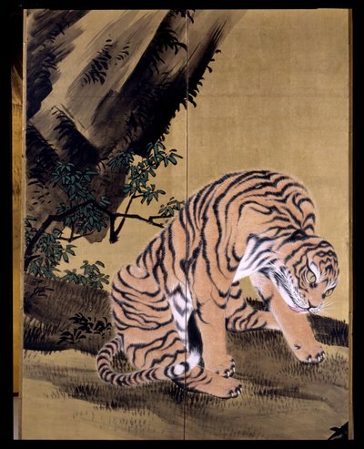 Tigre i et landskab af Obun Kunii