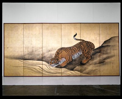 Tigre i et landskab af Obun Kunii