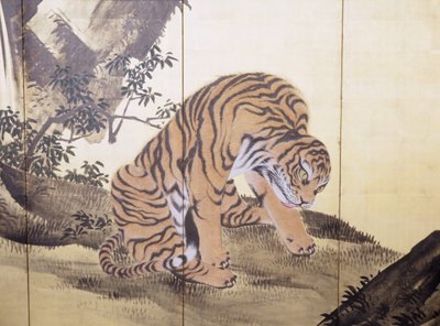 Tigre i et landskab af Obun Kunii