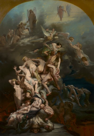 Himlen og Helvede, ca. 1850. af Octave Tassaert