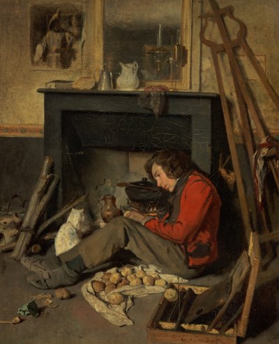 Interiør af et studie af Octave Tassaert