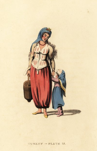 Græsk kvinde med sin datter, Marmara Island af Octavian (after) Dalvimart