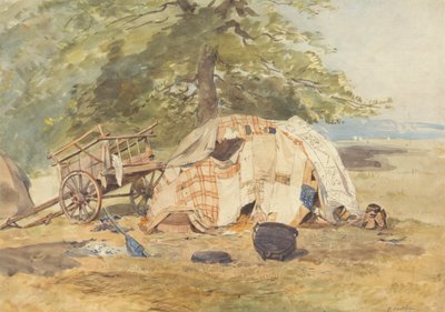 En sigøjnerlejr af Octavius Oakley