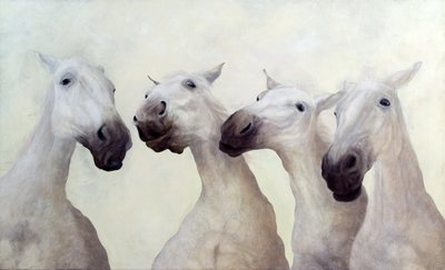 Equus fire (akryl på lærred) af Odile Kidd