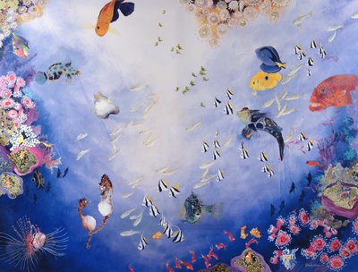 Underwater World IV (akryl på lærred) af Odile Kidd