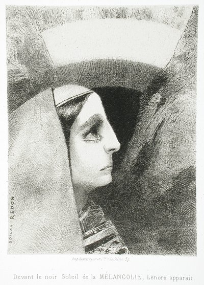 Til Edgar Poe (Foran melankoliens sorte sol viser Lenore sig) af Odilon Redon