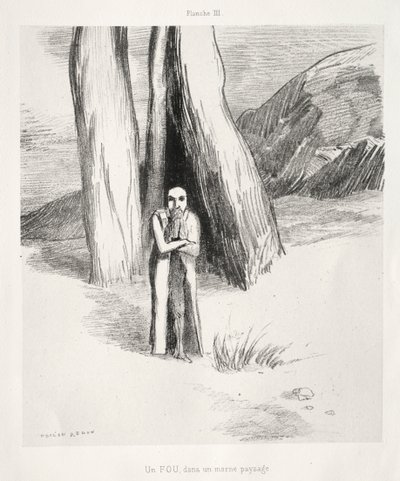En galning i et trist landskab af Odilon Redon