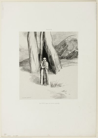 En galning i et trist landskab, plade 3 af 6 af Odilon Redon