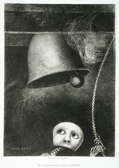 En maske lyder dødsstødet af Odilon Redon