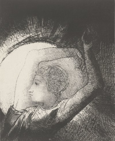 En kvinde klædt af solen, 1899 (tryk) af Odilon Redon