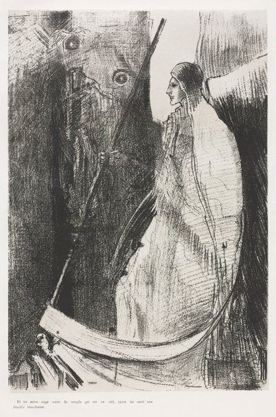 Og en anden engel kom ud af templet i himlen, og han havde også en skarp segl af Odilon Redon
