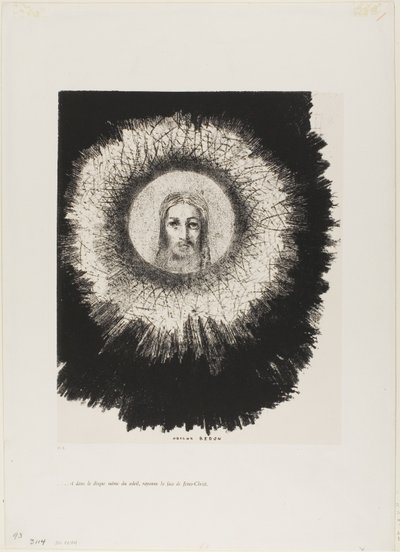 Og i Very Disk of the Sun Lights the Face of Jesus Christ, plade 10 fra The Temptation of Saint Anthony (1. serie) af Odilon Redon