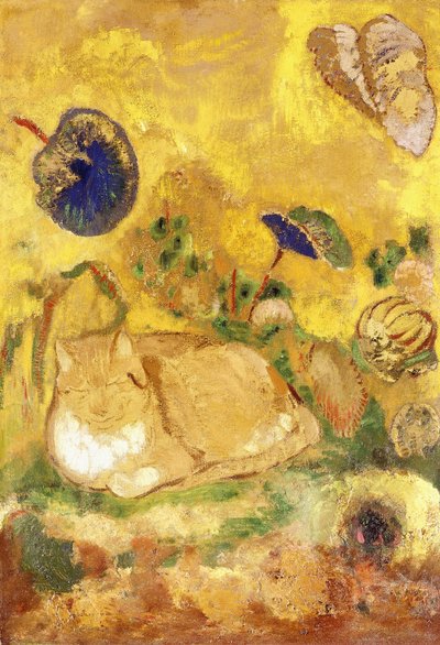 Bazon, kunstnerens kat; Bazon, kunstnerens kat, ca. 1905 af Odilon Redon