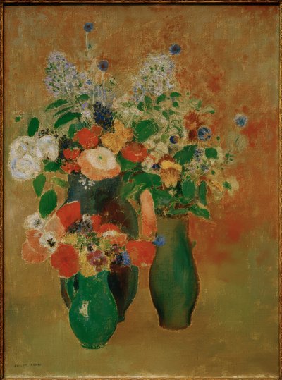 Buket / blomsterstilleben af Odilon Redon